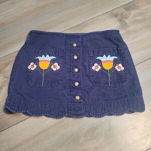 Hanna Andersson Navy Skirt with Floral Embroidery